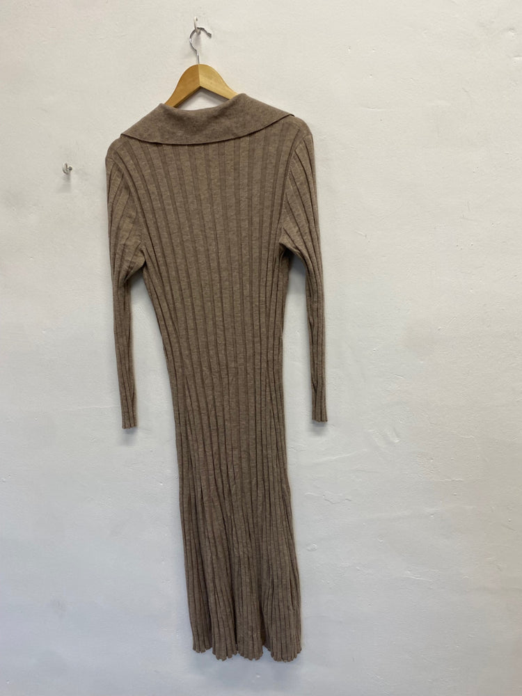 Fabulous Reiss Winnie wool Midiaxi Dress UK 14 Beige AS001