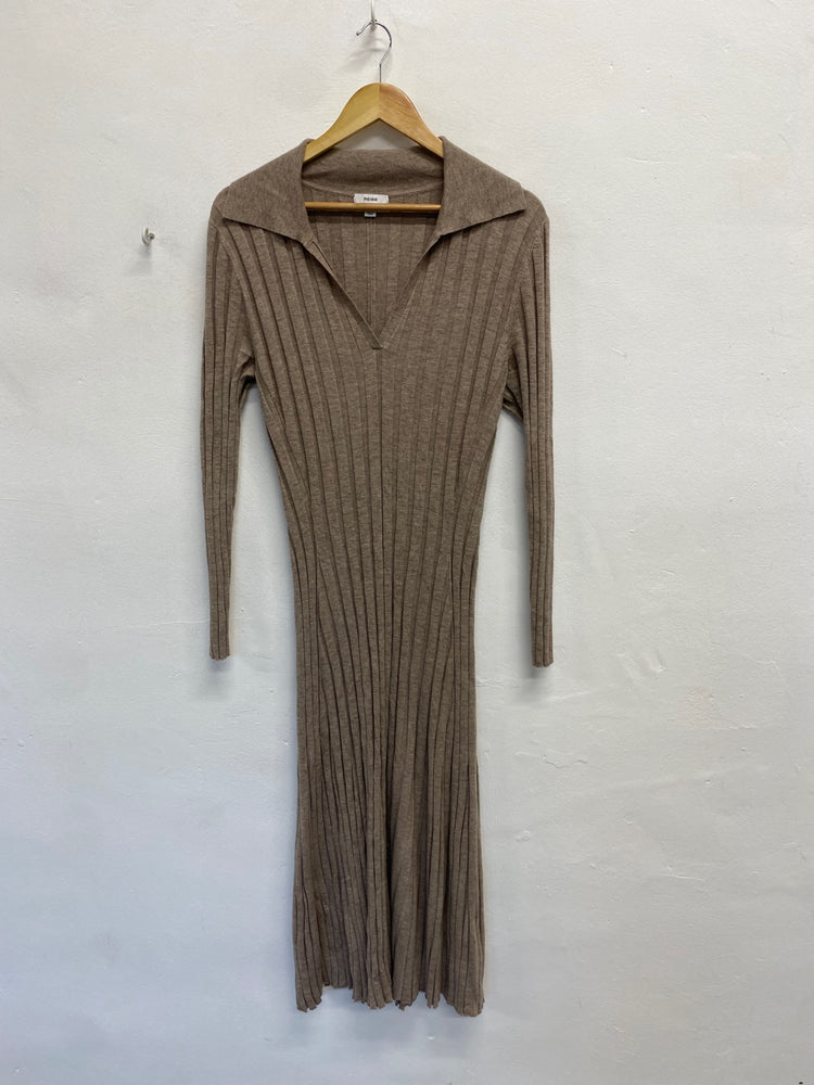 Fabulous Reiss Winnie wool Midiaxi Dress UK 14 Beige AS001