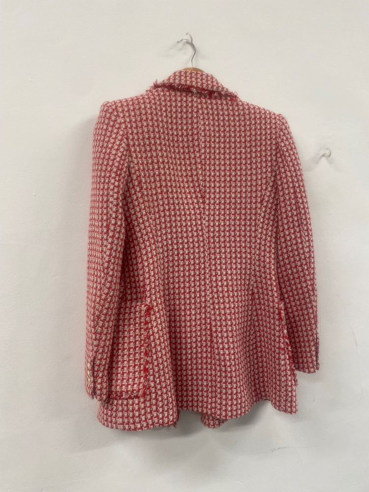 Fabulous Zara boucle double breasted Blazer UKS Red & White RG020