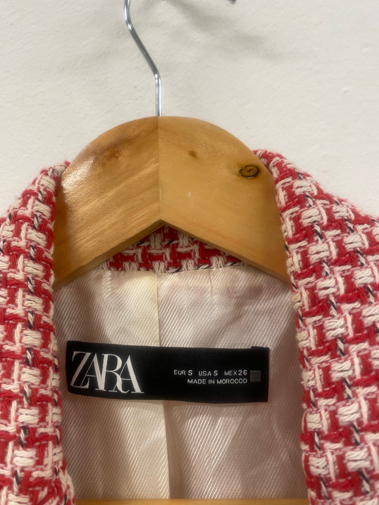 Fabulous Zara boucle double breasted Blazer UKS Red & White RG020