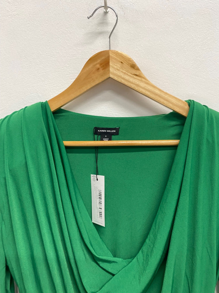 Fabulous Karen Millen jersey crepe cowl Midi Dress UK 8 Green new RG020