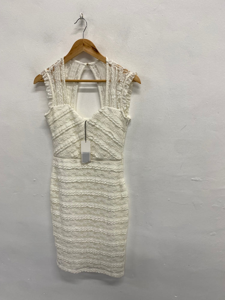 Fabulous Lipsy london Mini dress UK 10 Cream Lace party RG020