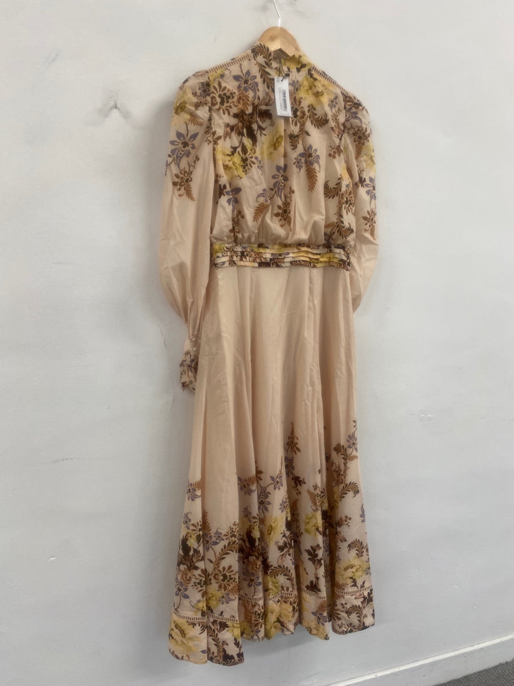 Fabulous Karen Millen Voile edge floral occasion Dress Uk10 Beige New RG020