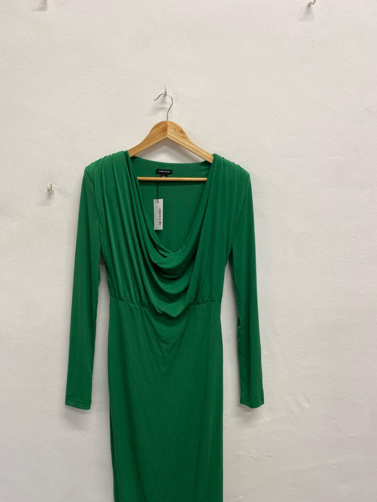 Fabulous Karen Millen jersey crepe cowl Midi Dress UK 8 Green new RG020