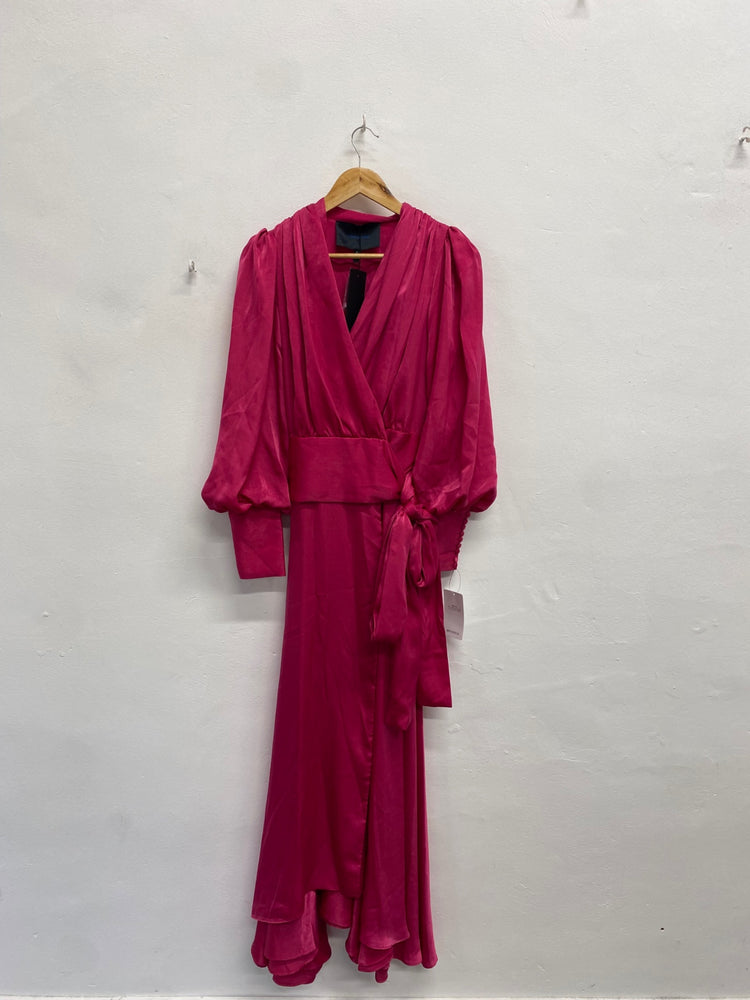 Fabulous Costarellos satin fuschia Formal Dress UK 8 Pink RG020