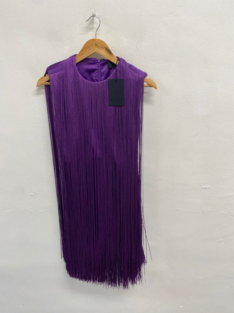 Fabulous MINT Mini dress UK 8 Purple rara fringe dress RG020
