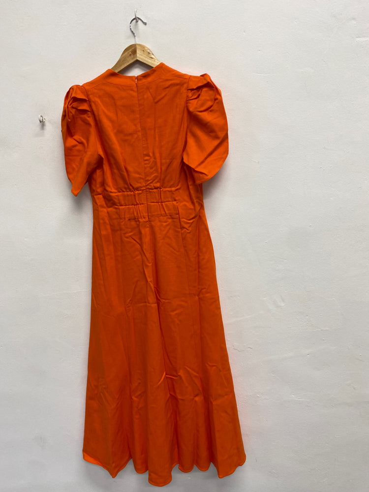 Fabulous Me + em Maxi Dress UK 12 Orange textured pleat RG020