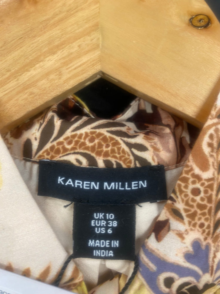 Fabulous Karen Millen Voile edge floral occasion Dress Uk10 Beige New RG020