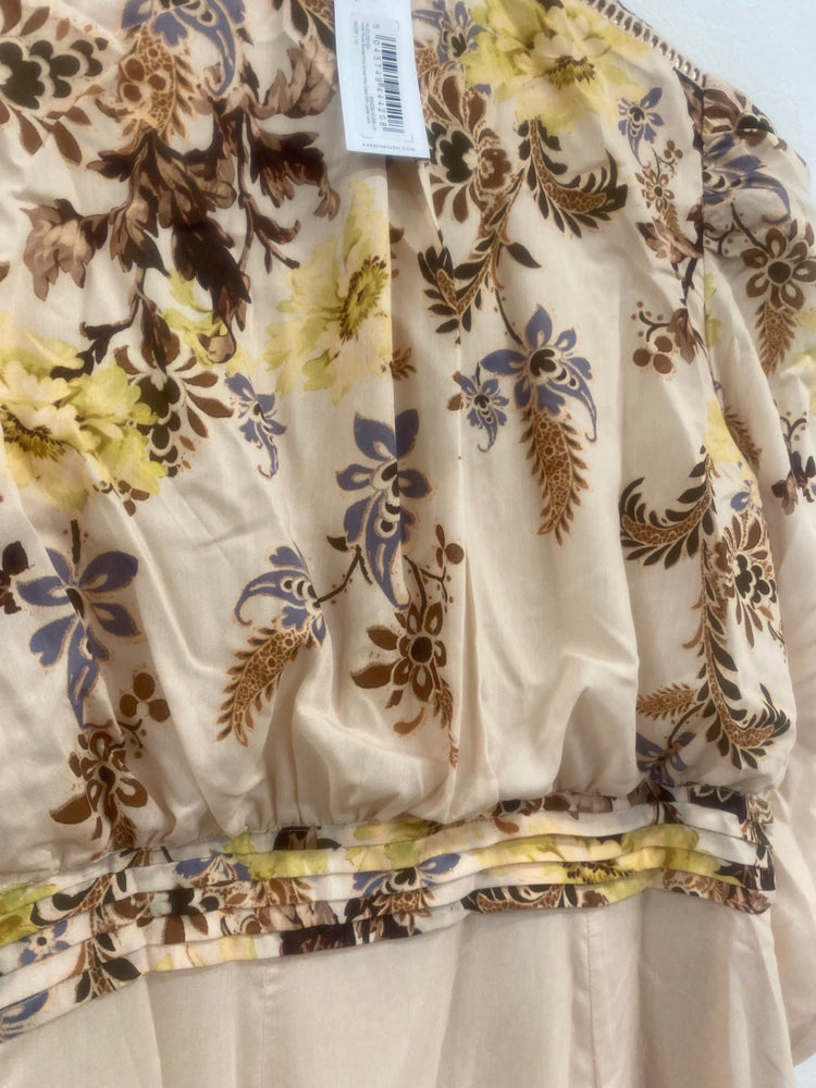 Fabulous Karen Millen Voile edge floral occasion Dress Uk10 Beige New RG020