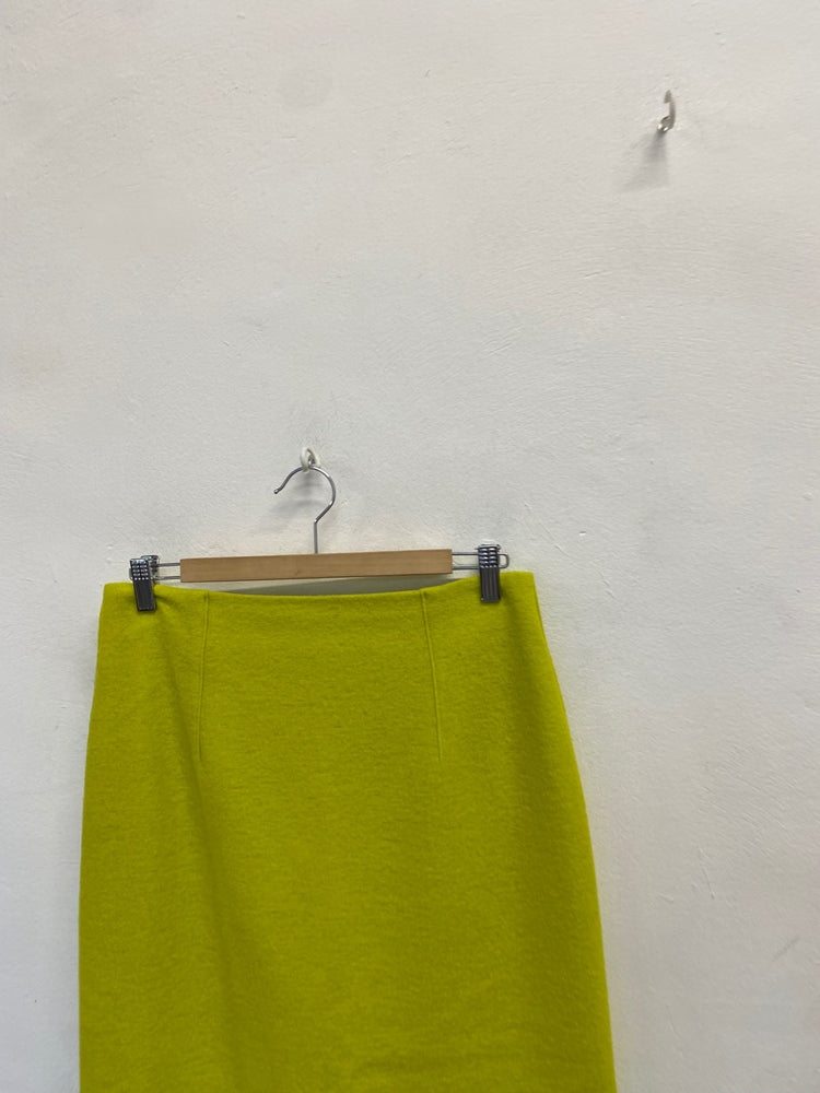 Fabulous Massimo Dutti Midi Skirt wool blend UK 12 Lime green SS002