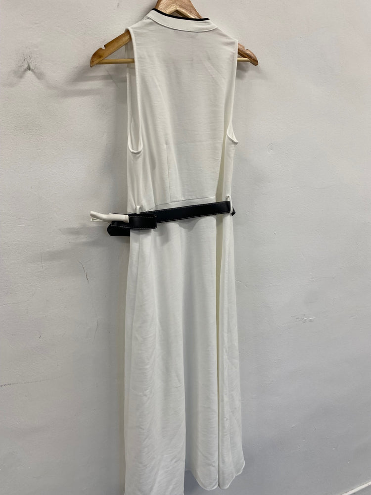 Fabulous Zara elegant button down classic Midi Dress UK12 White SS002