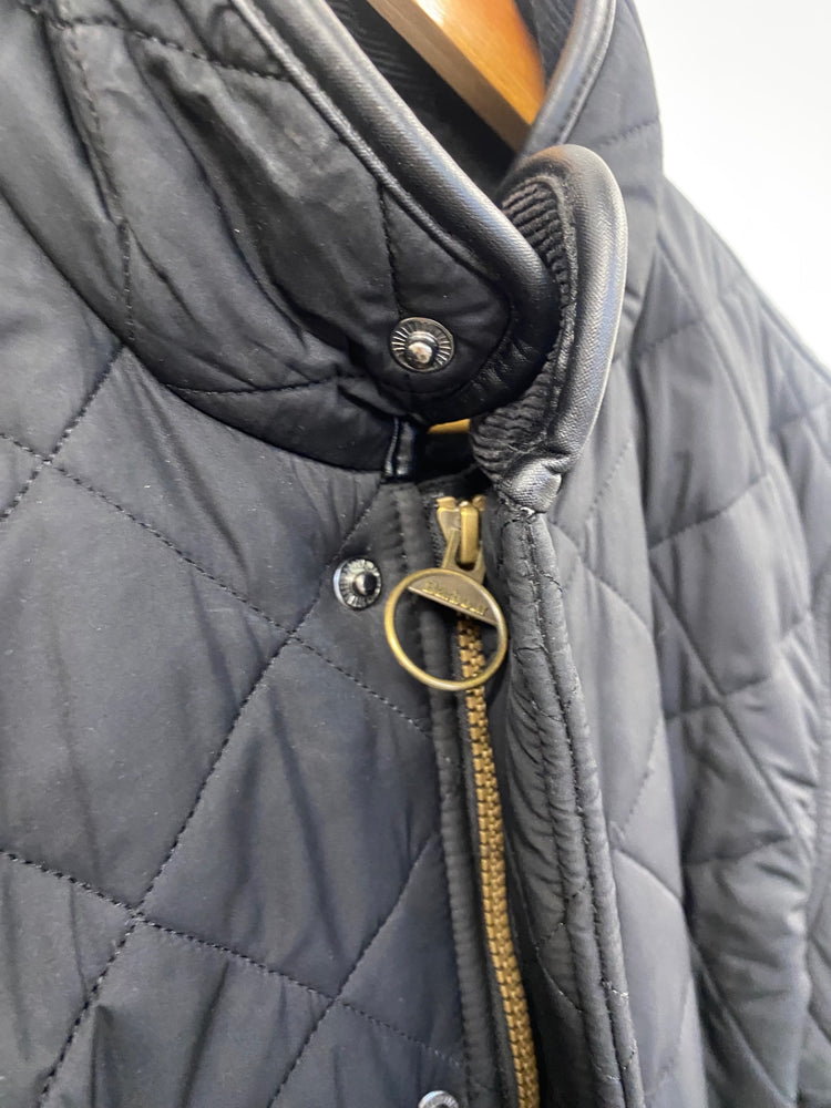 Fabulous Barbour Powell Quilted jacket fleece lined UkM Black SS002