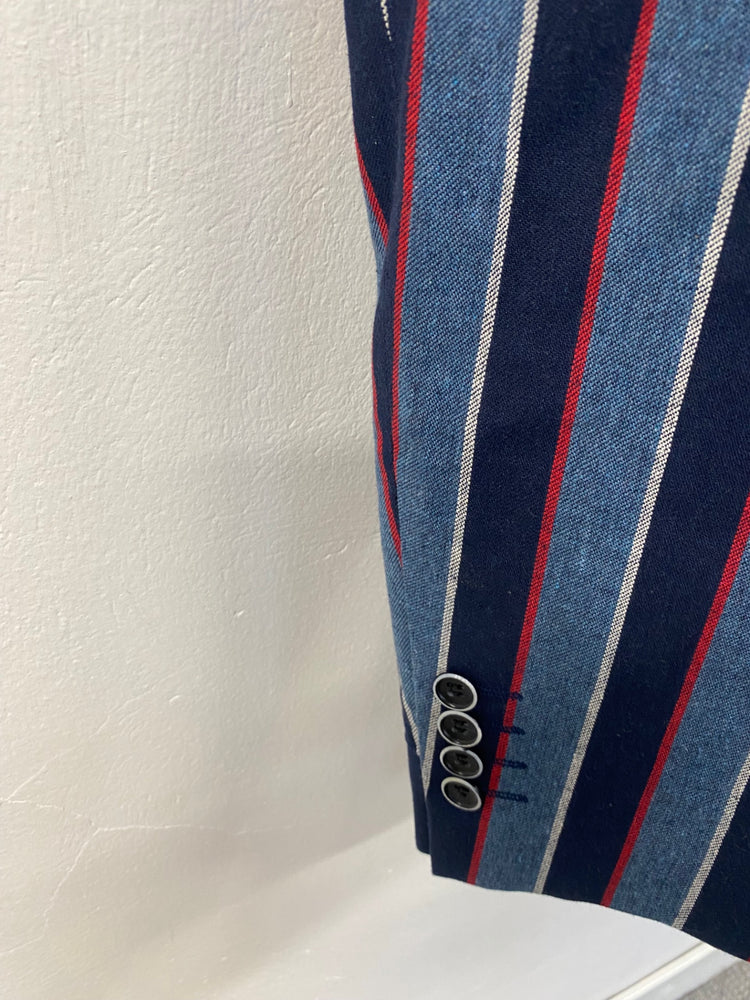 Fabulous Brook Tavener striped traditional Blazer 40R Blue with red & white stripes SS002