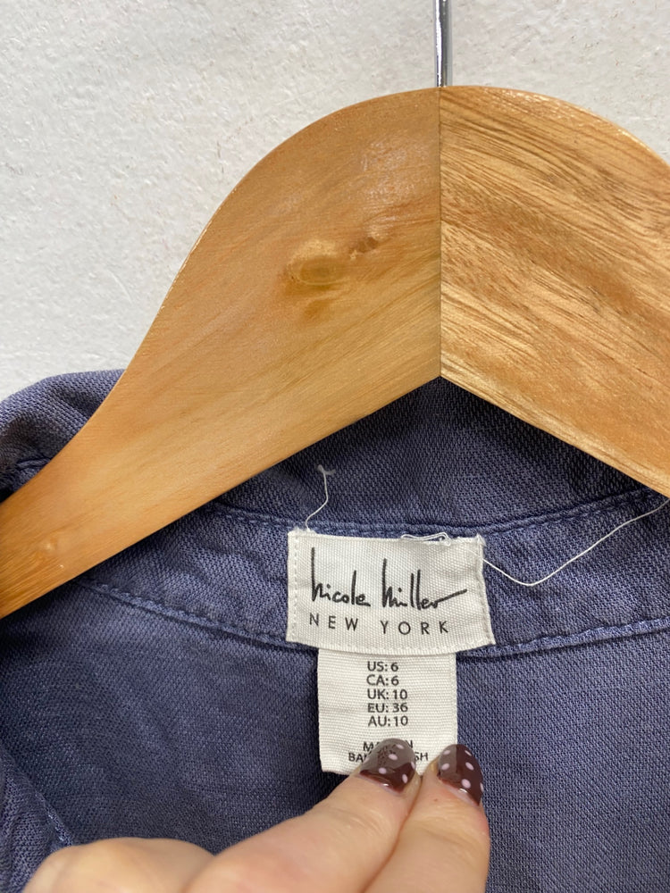 Fabulous Nicole miller Playsuit linen Uk 10 Navy blue SS002