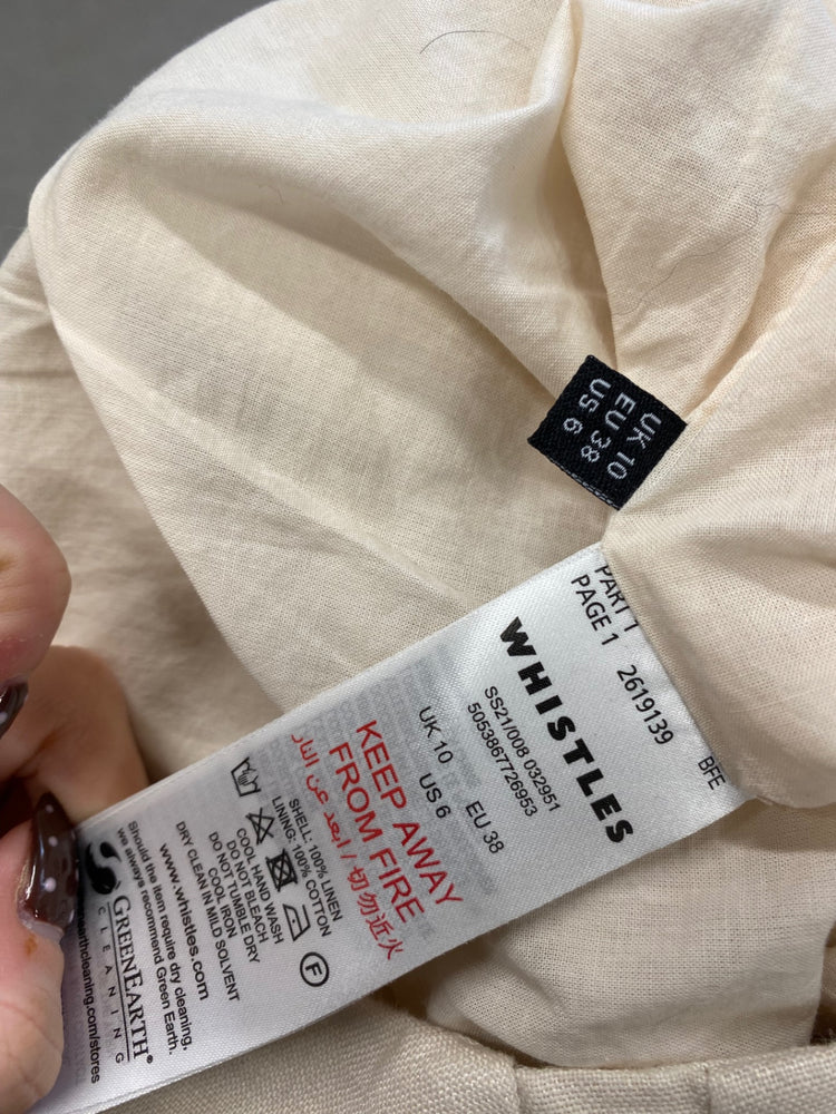Fabulous Whistles Wide leg linen trousers UK 10 Beige SS002