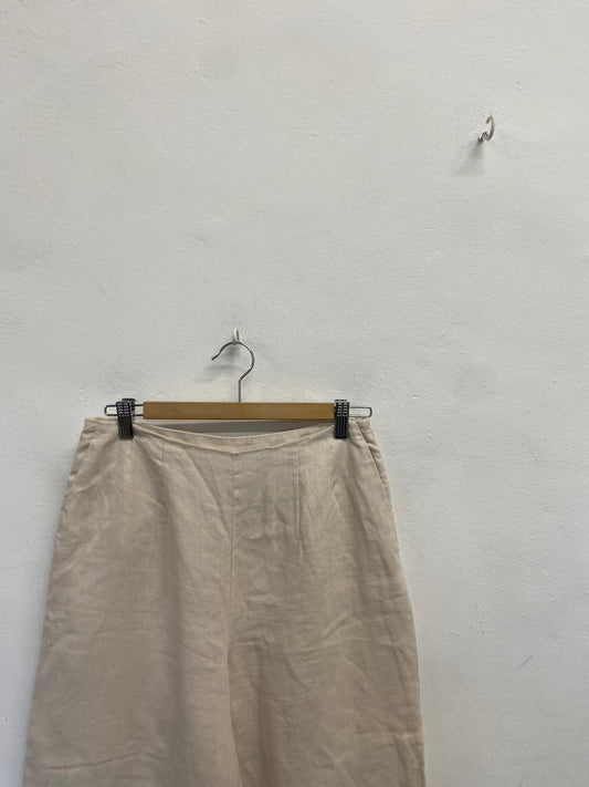 Fabulous Whistles Wide leg linen trousers UK 10 Beige SS002