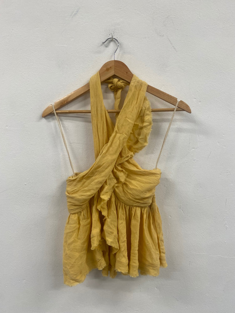 Fabulous Free People boho Crissy Cross Top UKS soft Yellow CP002