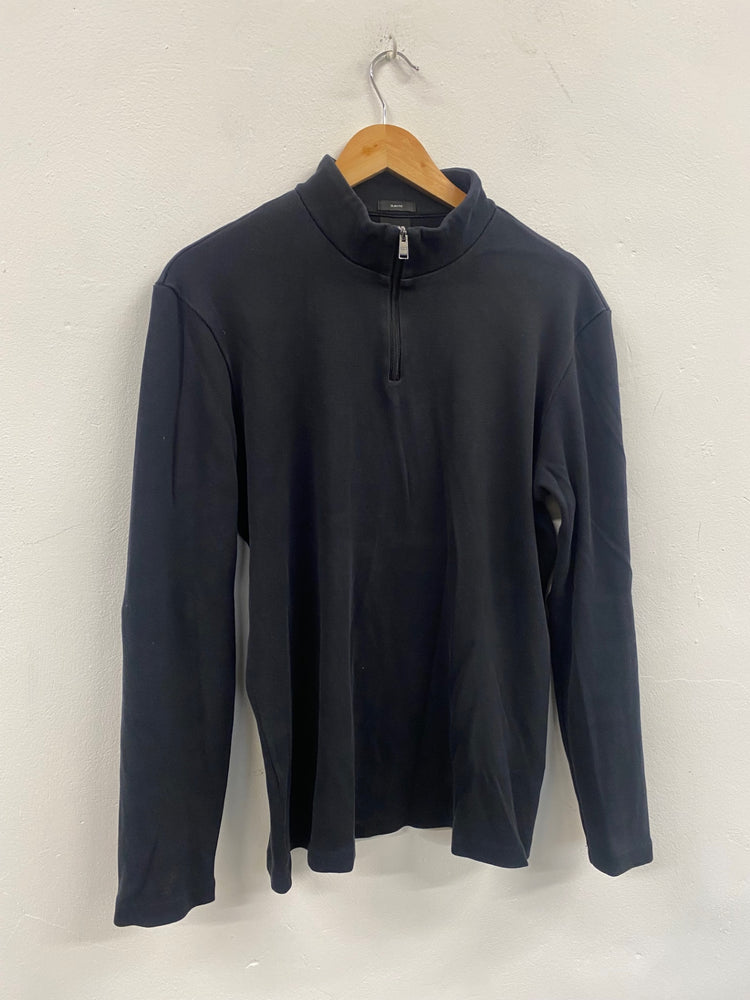 Fabulous Hugo Boss 1/4 Zip Top UkXL Black Pure Cotton CP002