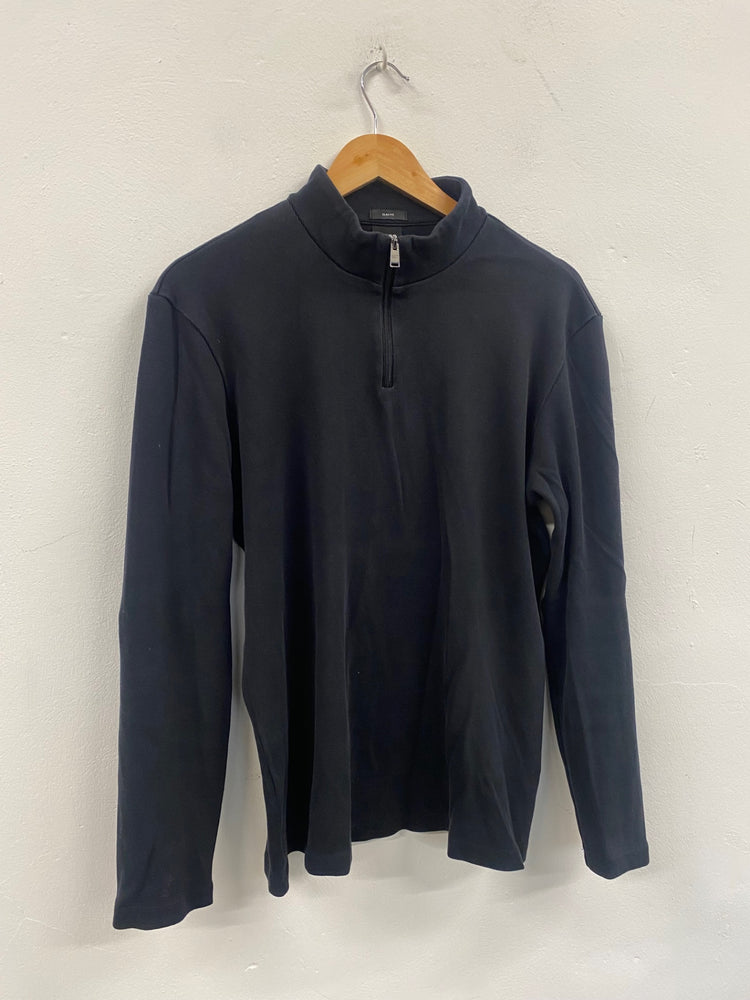 Fabulous Hugo Boss 1/4 Zip Top UkXL Black Pure Cotton CP002
