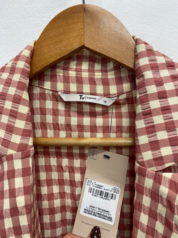 Fabulous TU Suit Set UK 14 Red cream gingham blazer shorts #5 FQ501