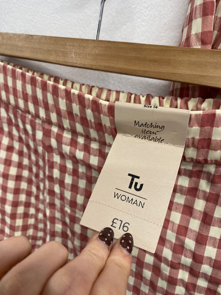 Fabulous TU Suit Set UK 14 Red cream gingham blazer shorts #5 FQ501