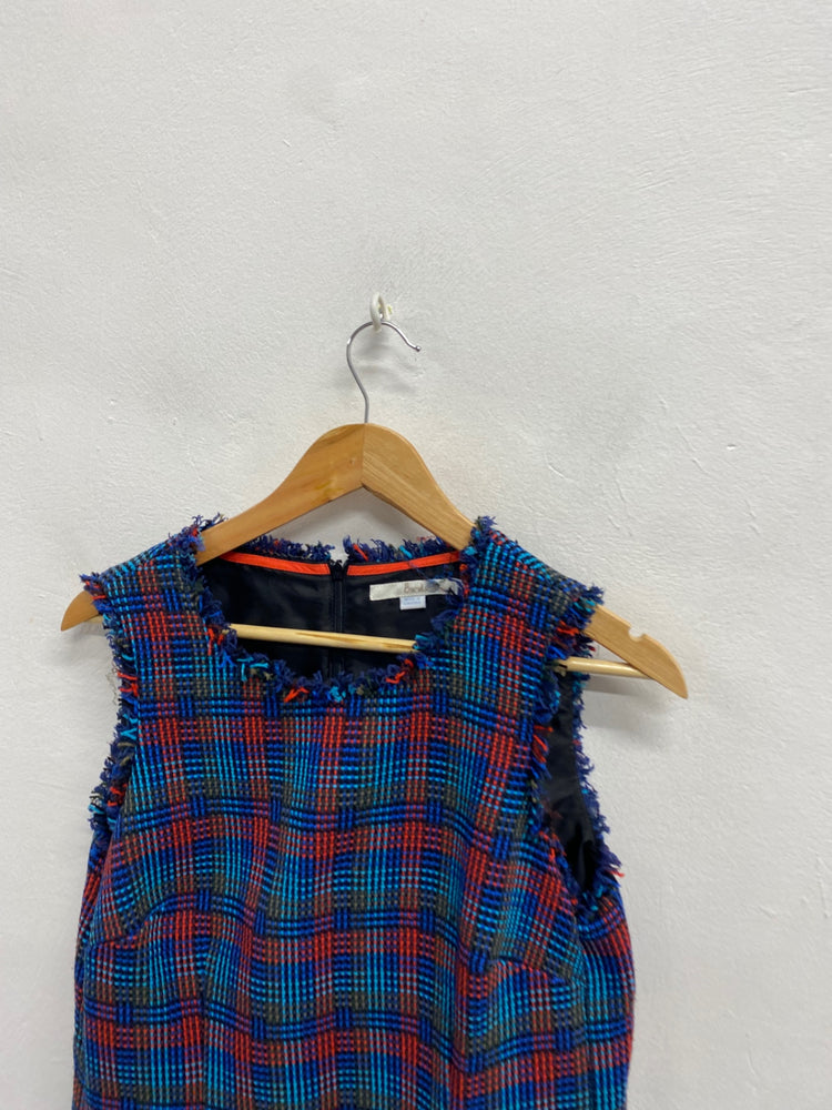 Fabulous Boden Midi Dress UK 14 long Tweed checked blue LG276