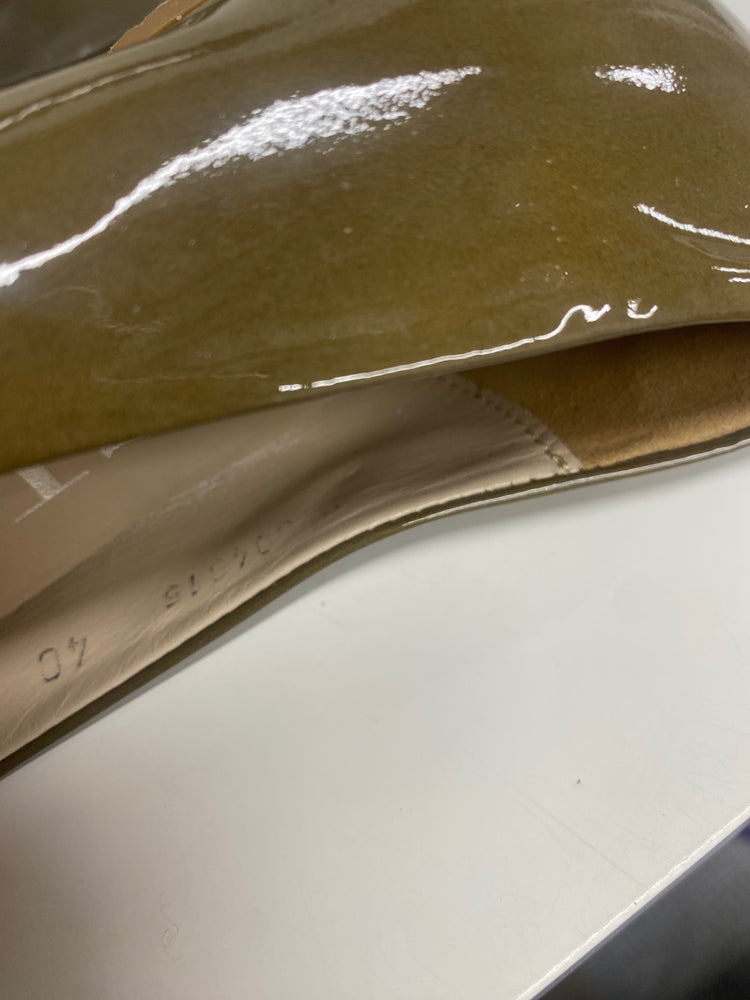 Fabulous AGL patent leather Ballet Flats Uk7 Olive Green LG276