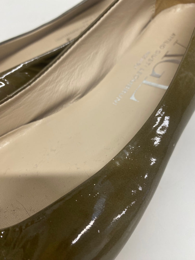 Fabulous AGL patent leather Ballet Flats Uk7 Olive Green LG276