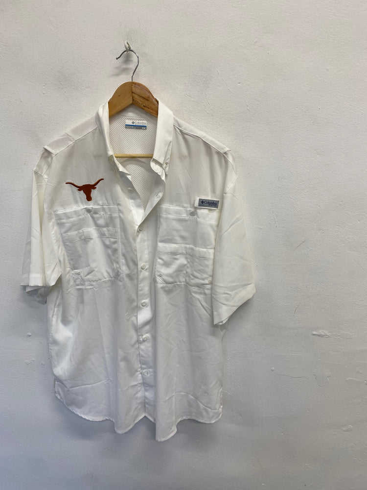 Fabulous Columbia Shirt UK M White Texas longhorns LG276