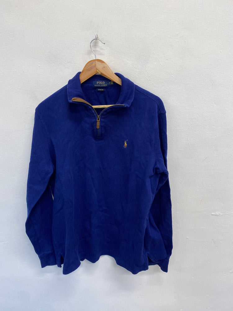 Fabulous Polo Ralph Lauren Sweater knit rib estate cotton UK M Blue LG276