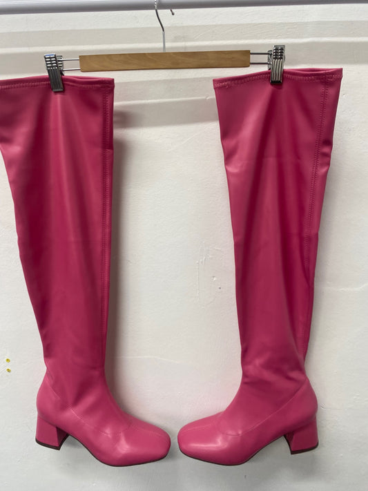 Fabulous Essex Glam Knee high Barbie Boots UK6 Fuchia Pink LG276