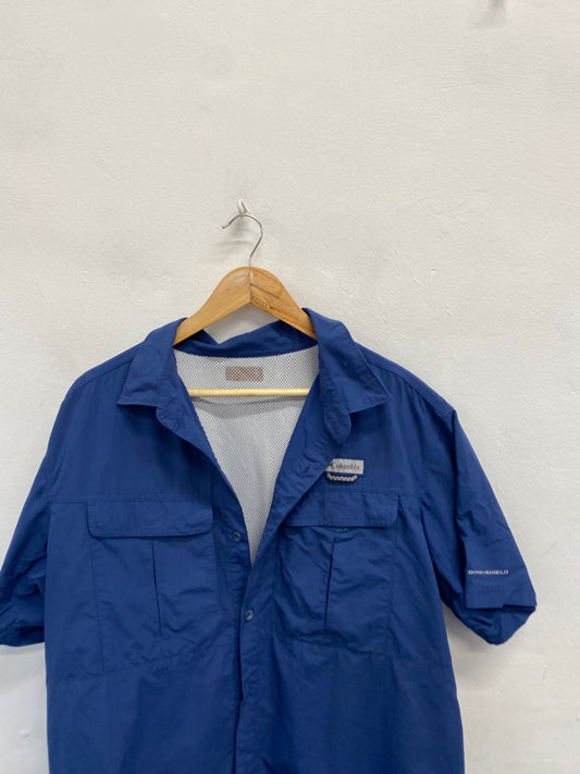 Fabulous Columbia Shirt UK M Blue omni shield LG276