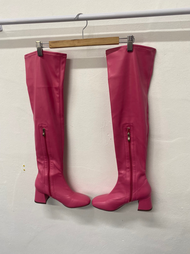 Fabulous Essex Glam Knee high Barbie Boots UK6 Fuchia Pink LG276