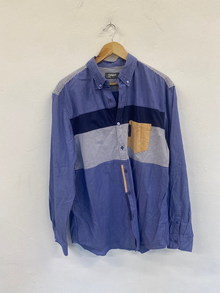 Fabulous Desigual block patterned Shirt XXL Blue LG276
