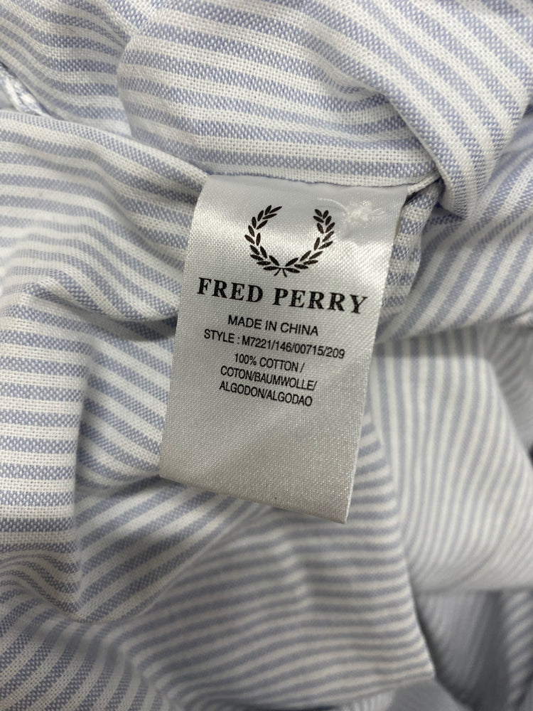 Fabulous Fred Perry Shirt UK L Blue white stripe LG276
