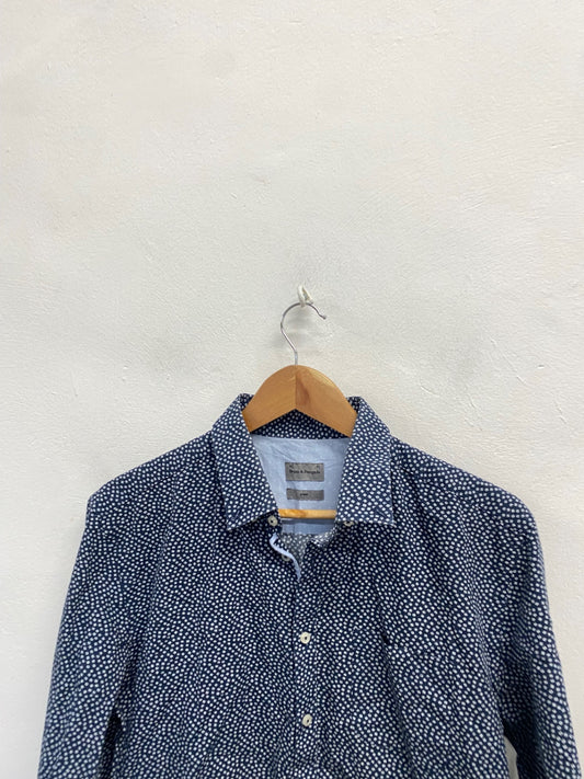 Fabulous Bruun & stengade Shirt 16.5" Navy Blue spotted Slim fit LG276