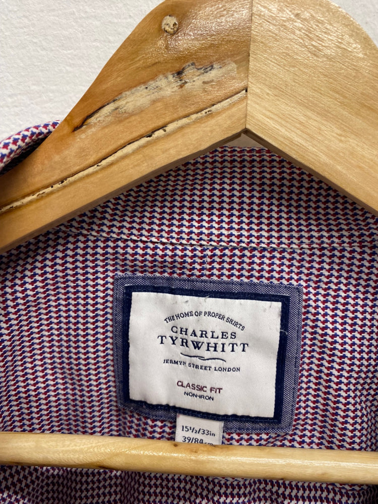 Fabulous duo of Charles Tyrwhitt Shirt 15.5" mint green purple pattern #851 LG276