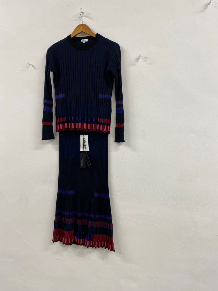 Fabulous Kenzo occasion party outfit Dress Co ord UkXS Metallic Navy NF494