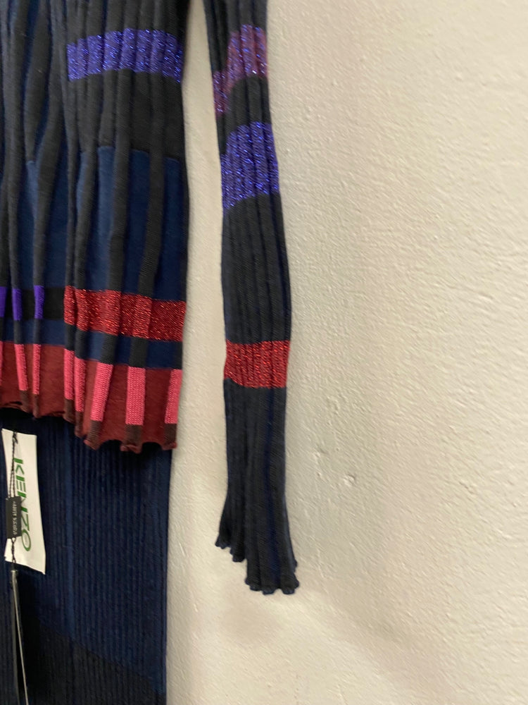 Fabulous Kenzo occasion party outfit Dress Co ord UkXS Metallic Navy NF494