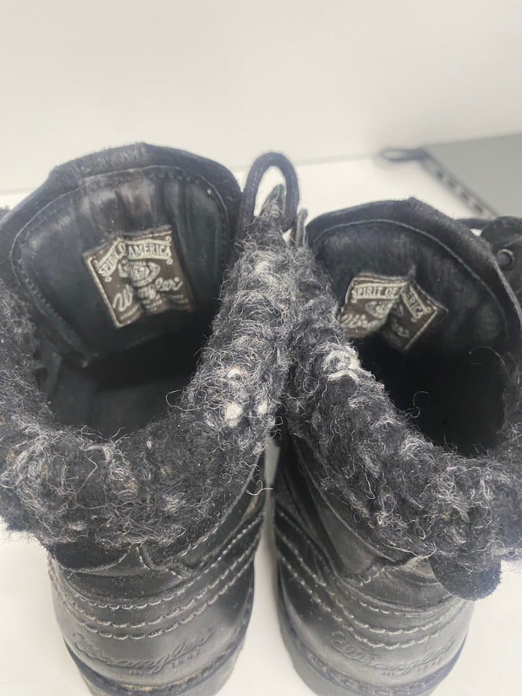 Fabulous Wrangler leather fur trim Boots UK5 Black GS502