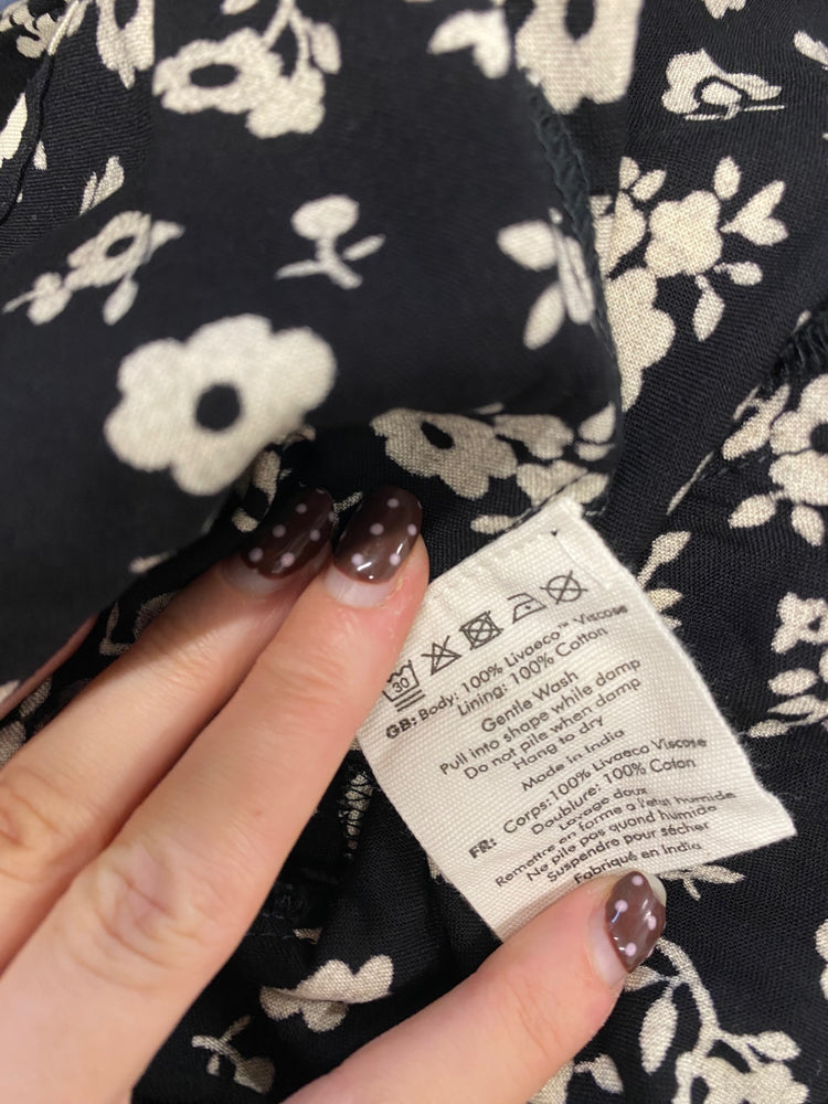 Fabulous Joanie Midi Dress UK 12 Black beige floral PT503