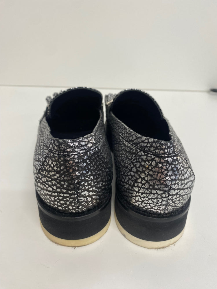 Fabulous Love Moschino Cracked Accent Loafers UK4 Silver KF221