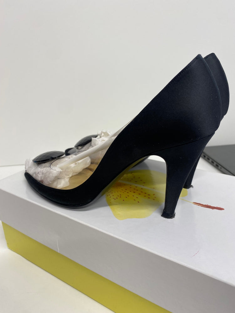 Fabulous Magrit black peep toe party Heels UK6 Black KF221