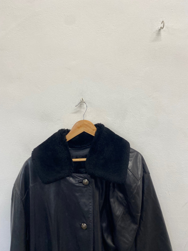 Fabulous Enrico zuelli Leather silk jacket UK 10 Black KF221