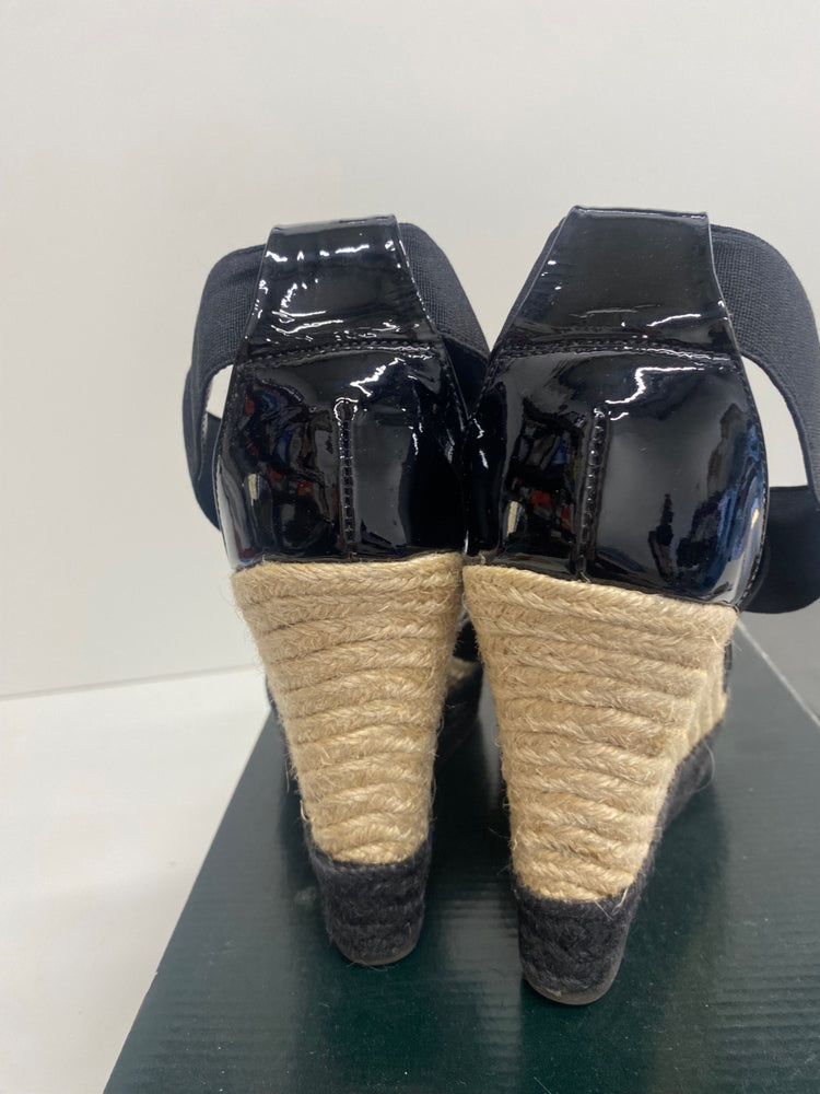Fabulous Lauren Ralph Lauren Toni Patent Wedge Sandals UK6 Black KF221