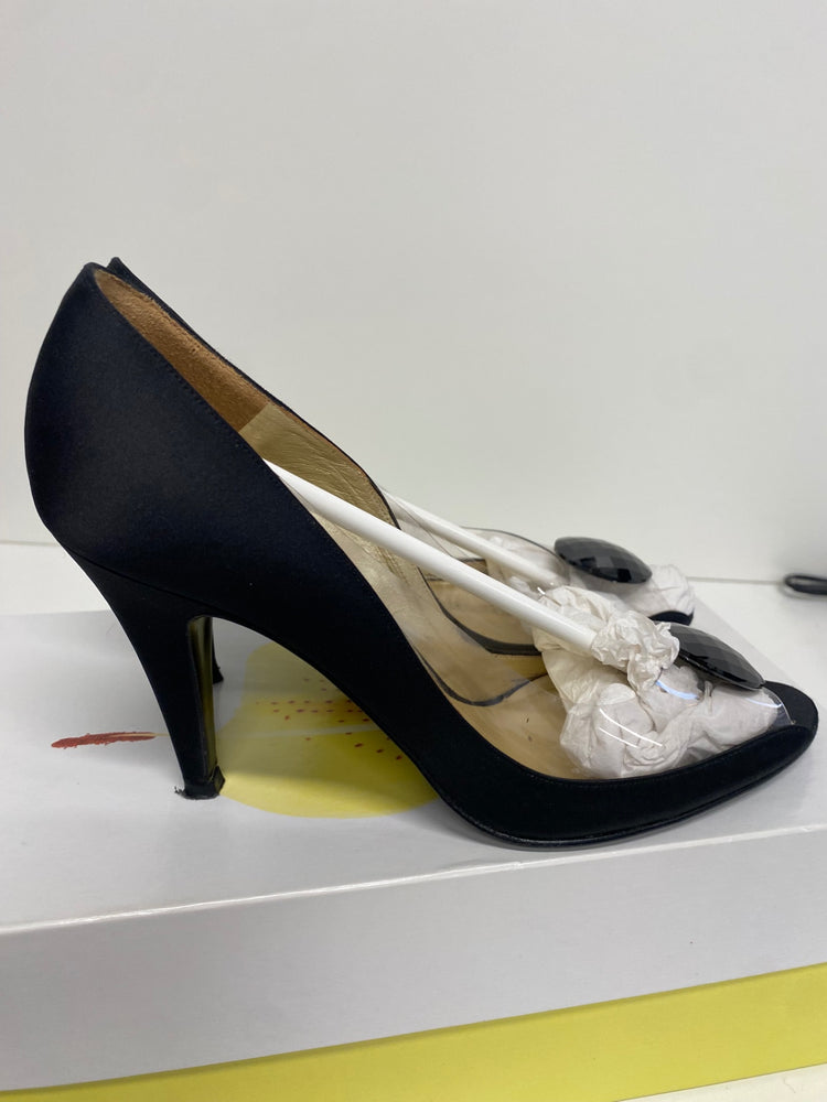 Fabulous Magrit black peep toe party Heels UK6 Black KF221