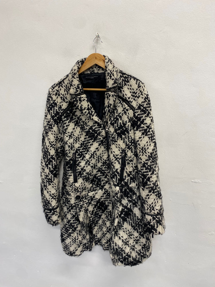 Fabulous Philosophy blues original Longline jacket UK 12 Black White checked wool KF221