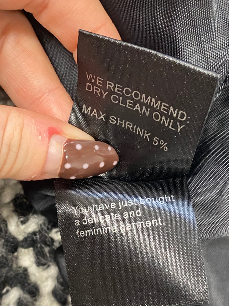 Fabulous Philosophy blues original Longline jacket UK 12 Black White checked wool KF221