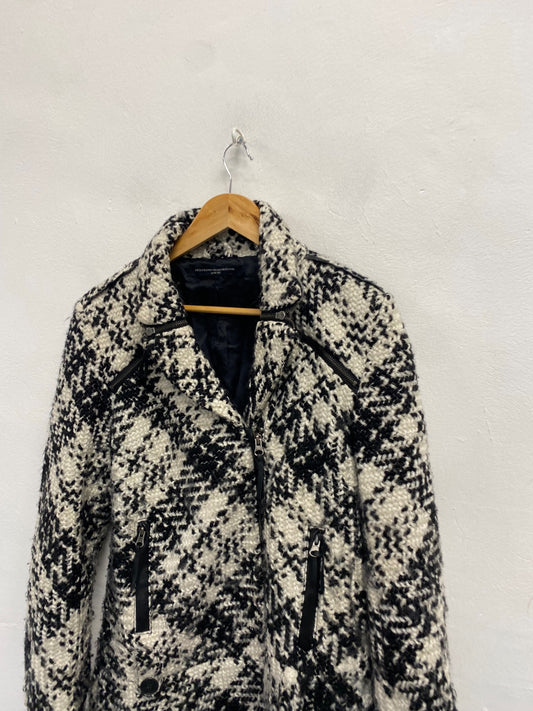 Fabulous Philosophy blues original Longline jacket UK 12 Black White checked wool KF221