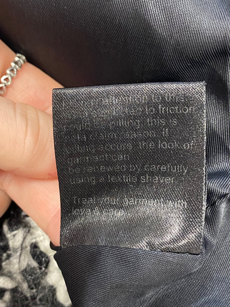 Fabulous Philosophy blues original Longline jacket UK 12 Black White checked wool KF221